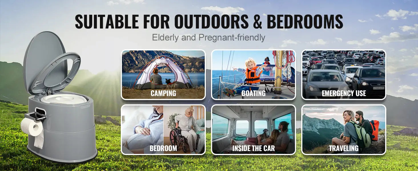 Vevor portable toilet for camping porta potty with 1.3g detachable inner bucket travel toilet