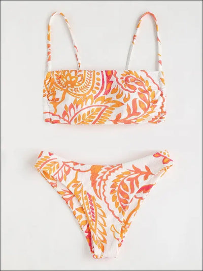 Random plant print bikini swimsuit L