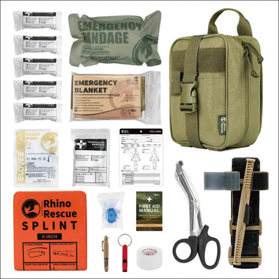 Rhino first aid survival kit tactical ifak pouch supplied camping kit with 20 emt items