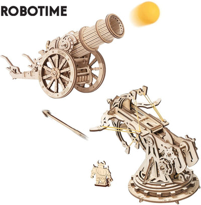 Robotime 3D Wooden Puzzle Medieval Siege Weapons Game Assembly Set Gift for Children Teens Adult War Strategy Toy KW401 KW801