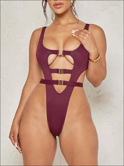 Sexy high cut monokini - extreme string one piece swimsuit, hollow out, thong style