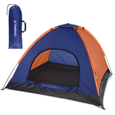 TOMSHOO 3-4 Persons Camping Tent Lightweight Outdoor Backpacking Tent with Rain Fly for Family Camping Hiking Beach Fishing Tent Blue Orange