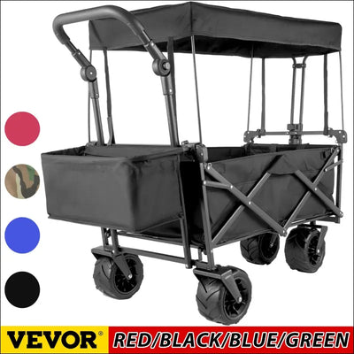 Vevor folding wagon cart w/ adjustable handle bar removable canopy oxford cloth collapsible