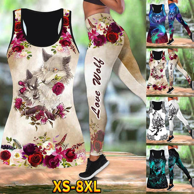 Wolf and Dreamcatcher 3D Print Sleeveless Shirt Summer Vest for Women Plus Size Yoga Tank Tops Suits 4 Colors Suit XS-XL