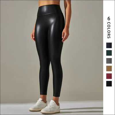 Women black pu leather pants high waist leather sexy leggings trousers