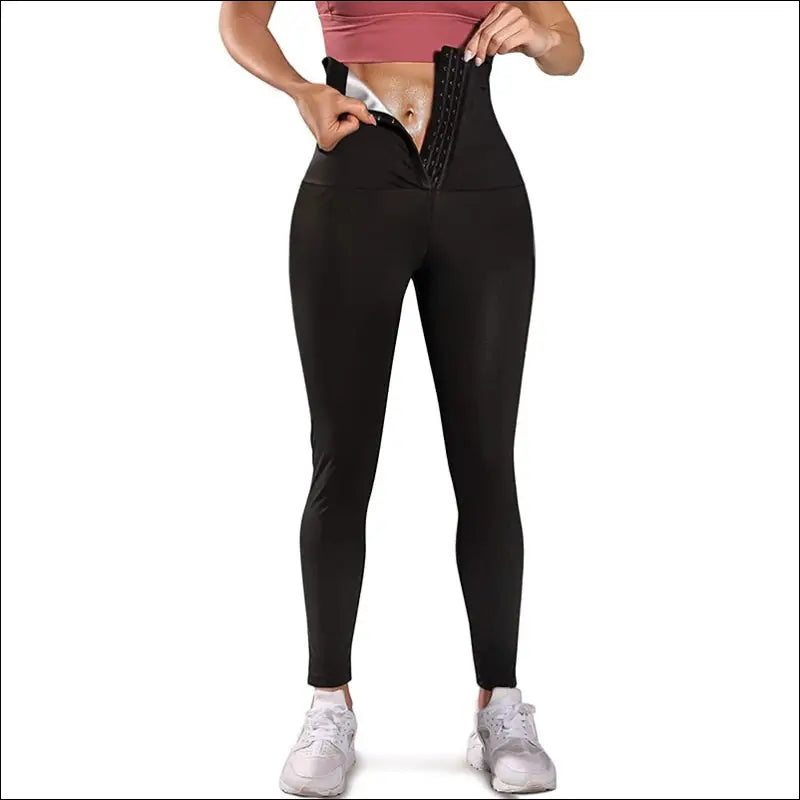 Women sauna leggings sweat pants high waist slimming hot thermo compression workout fitness tights Silver
