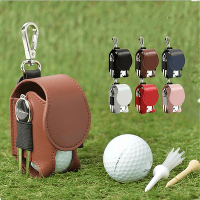 YY High Quality Leather Golf Ball Pouch Bag Outdoor Leather Golf Ball Pouch Golf Ball Waist Bag