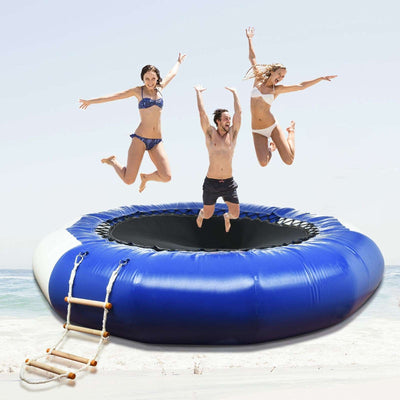 10Ft Inflatable Water Trampoline Bounce Swim Platform For Water-Sports Blue