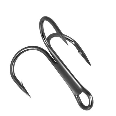 10Pcs/lot 2# 4# 6# 8# 10# Black Fishing Hooks High Carbon Steel Treble Overturned Hooks Fishing Tackle Round Bend Treble For Bass Essential Sporting