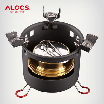 ALOCS CS-B02 CS-B13 Mini Alcohol Stove with Stand - Compact Outdoor Backpacking Camping Furnace