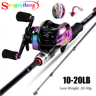 Sougayilang Fishing Rod Reel Combo 1.8-2.1M Lure Fishing Rod and 7.2:1 High Speed Baitcasting Reel Set Fishing Tackle