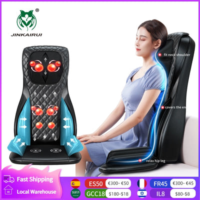 Electric Full Body Massage Cushion Seat Chair Air Compress Heat Shiatsu Tapping Deep Kneading Vibration Back Massager Relaxation